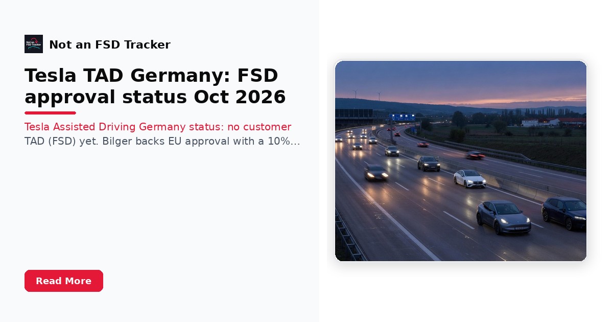 Tesla TAD Germany: FSD approval status Oct 2026